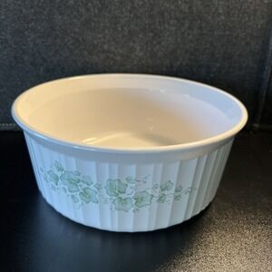 Corning Ware Green Ivy Round Casserole Dish F-1-B 2.5 Liter No Lid 8.5" Diameter